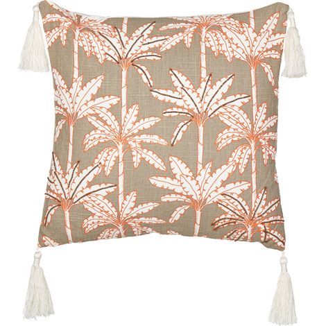 Cojín cuadrado de algodón 45 x 45 cm relleno poliéster accesorios motivo palmeras multicolor Melobesia (1/5)
