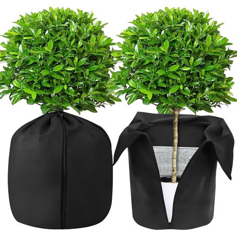 Lot de 6 Housses de Protection pour Plantes, Protection Hivernale pour Plantes, Fermeture Éclair + Cordon de Serrage, Toile Hivernage Plante Réutilisable, Voile d'Hivernage Extérieur (Noir) (1/5)