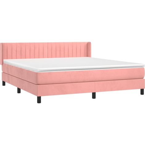 Box Spring Bed with Mattress Pink 180x200 cm Velvet vidaXL
