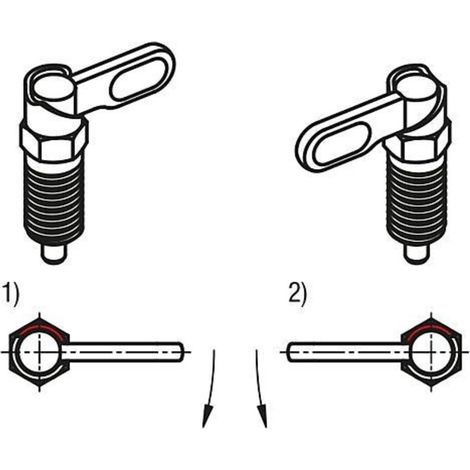 KIPP Sperrriegel mit Anschlag rechts D=8 M16 Form B Griff unbeschichtet mit Mutter (1/3)