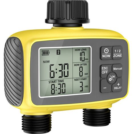 Vanne d'arrosage intelligente à double sortie avec minuterie pour jardin extérieur (1/5)