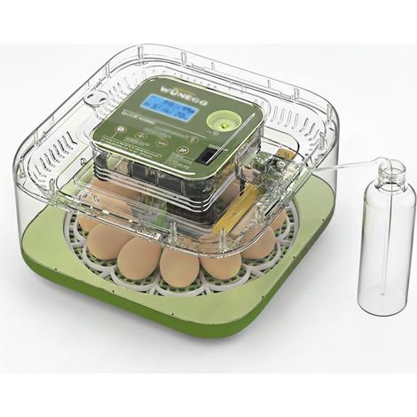 Couveuse Automatique 12 Œufs de Poule ou 35+ de Caille/Oiseau, Incubateur avec Contrôle d'Humidité, Retournement Automatique et Mire-Œufs - Bouteille Incluse, Ultra-Précis. Idéal Débutant ou Confirmé (1/2)