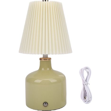 Lampe de bureau plissée rechargeable, veilleuse vintage pour table de chevet, 3 températures de couleur crème jaune (1/5)