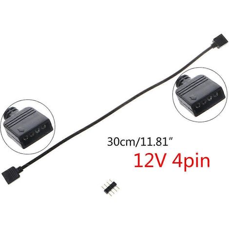 Câble d'extension d'interface RGB 12 V 4 broches pour radiateurs, hub de connexion pour ventilateurs RGB, câble pour ventilateur 3 broches pour ordinateurs, boîtiers ATX, multicolore (1/5)