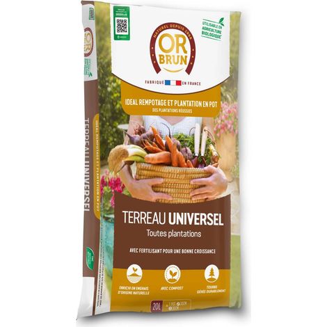 Terreau universel OR BRUN OBRTUNI20N 20 L, pour plantes d’intérieur et d’extérieur (1/2)