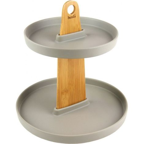 Bandeja de cerámica y madera de dos niveles Husla 73975