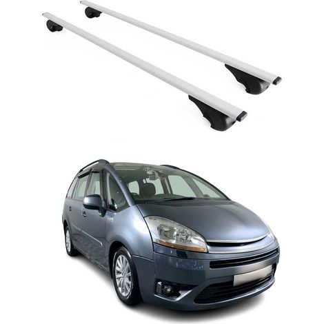 OMAC Barres de toit pour Citroën C4 Picasso / Grand Picasso 2006-2013 5 Portes – TÜV / DIN 75302:2019 – Antivol inclus – Charge max 75 kg – 2 barres Argent (1/4)