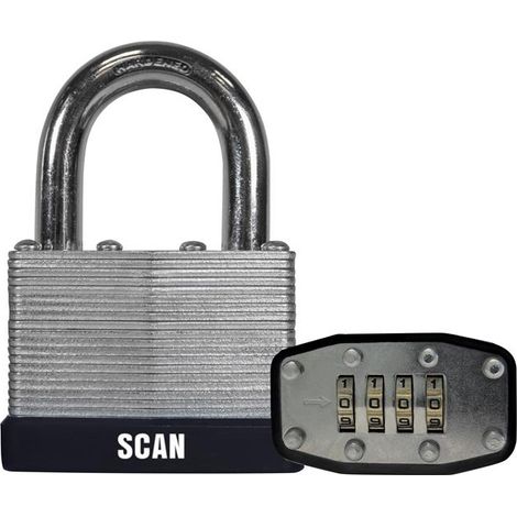 Scan QC0450 Laminated Steel Combination Padlock 50mm SCAPLLAM50C