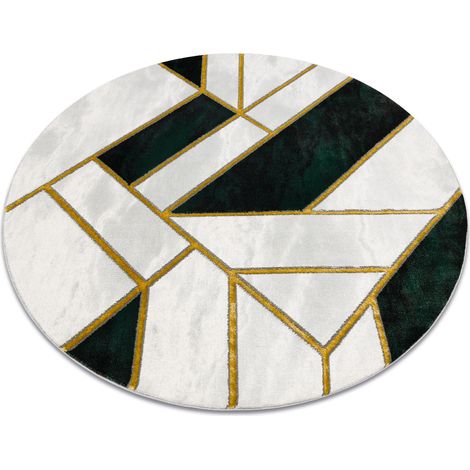 Exklusiv EMERALD Teppich 1015 Kreis - glamour, stilvoll Marmor, geometrisch Flaschengrün / gold green rund 120 cm
