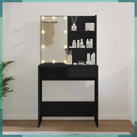 808802 Coiffeuse avec LED noir 74,5x40x141 cm (1/5)