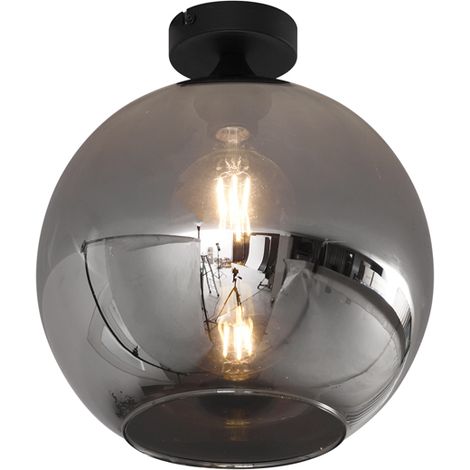 Art Deco Ceiling Lamp Black with Smoke Glass - Sandra (1/5)