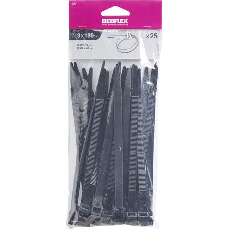 DEBFLEX - COLLIER AUTOBLOCANT 9X180 MM NOIR SACHET DE 25 - 709062