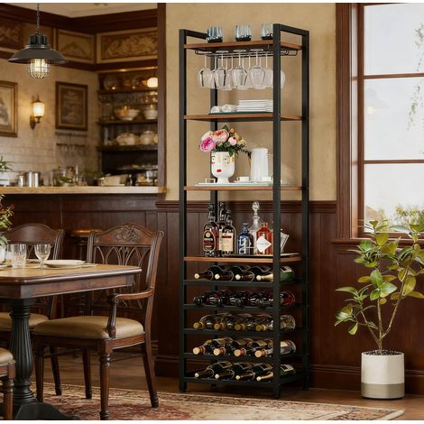 Mobile cucina portabottiglie con ripiani 45x35x180 cm OKMYHOME