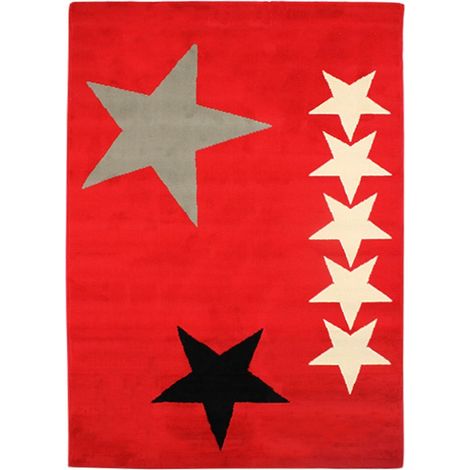 STARS - Tapis imprmé d'étoiles rouge 133x190 (1/3)