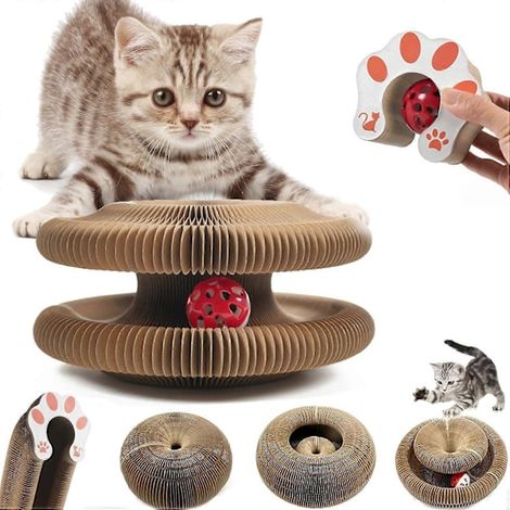 Jouet pour chat Kitty Kurlz - Griffoir magique en forme d'orgue, tapis à griffer interactif, jouet pliable en accordéon pour chat (1/5)