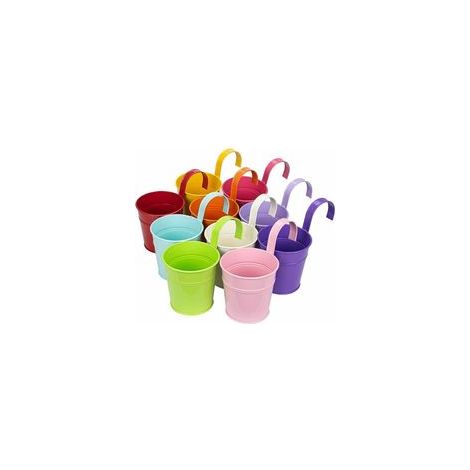 Pot De Fleurs À Suspendre En Métal Coloré Pour Balcon Et Jardin, Support De Plante Décoratif, Seau Floral Robuste (1/4)