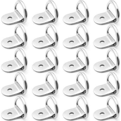 Anneaux D'arrimage INOX 20 Pièces Anneaux D'arrimage en D Ancrage Anneaux Arrimage pour Remorques Machinerie Lourde Outils Électriques Camping 36x25mm Argent (1/4)