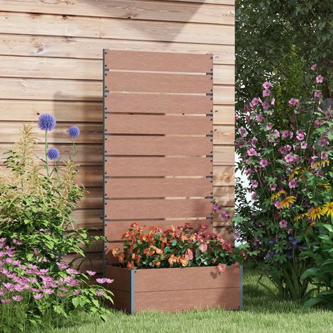 Jardinière avec treillis. bac à fleurs. pour plantes grimpantes. légumes. fleurs. 72 x 38 x 150 cm. marron clair