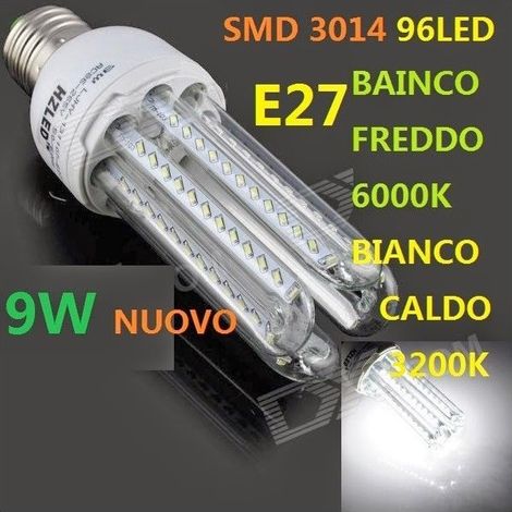TrAdE Shop Traesio - Lampadina 96 Led Smd 3014 9w E27 Luce Fredda Bianco Caldo Basso Consumo Lampada - -Bianco Caldo      E14-