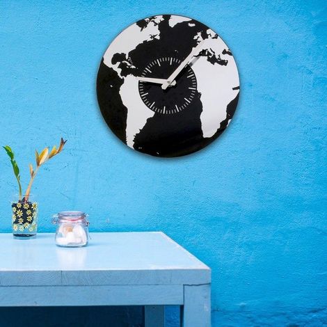Orologio da parete - HOME DECO FACTORY - Mappamondo - Vetro - 30x30 cm - Design essenziale