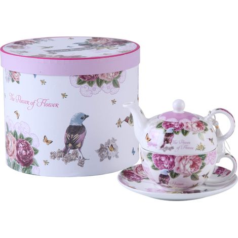 London Boutique Set di Porcellana da tè per Una Persona teiera da Una Tazza e Una Tazza piattino Stile Vintage Floreali Confezione Regalo (1/5)
