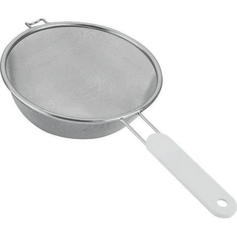 Passoire tamis à manche - D : 18 cm - inox et plastique - blanc (1/5)