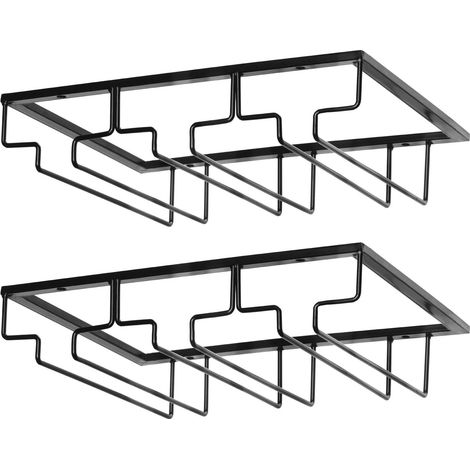 Support de Verres à Vin Noir, Lot de 2 - Sous Meuble pour Verres (1/5)