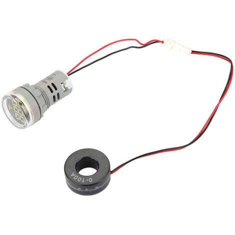 Ampèremètre numérique 0-100 A, indicateur de courant alternatif, voyant LED rond (blanc) (1/5)