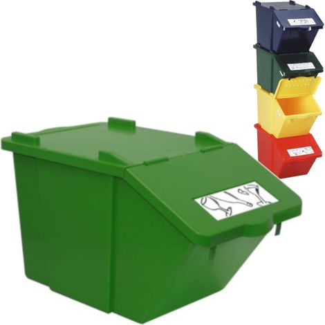 Contenitore per la raccolta differenziata dei rifiuti a due piani - verde 45L (1/4)