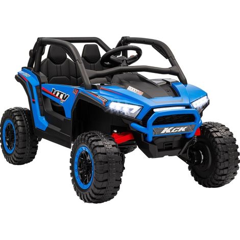 Coche eléctrico infantil UTV de 2 plazas 24V 7Ah con mando a distancia, música y luces azul (1/3)