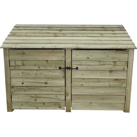 Wooden Log Store, W146xH126cm (Light green, natural finish) With doors