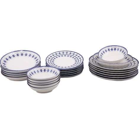 Juego de vajilla Set 100% Porcelana Blanco Azul (1/5)