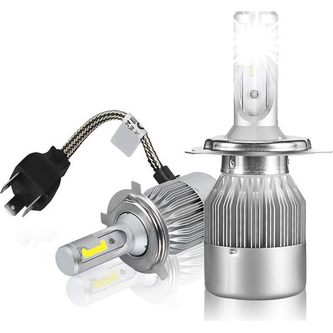 Lampade Auto H4 60w Luce Fredda Coppia Lampadine Ricambio Ventola Raffreddamento