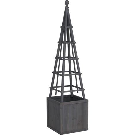 [NUNCA USADO] Espaldera HHG-081, macetero, jardinera, soporte para plantas, de madera, con certificación MVG, 168 x 40 x 40 cm, gris antracita (1/5)