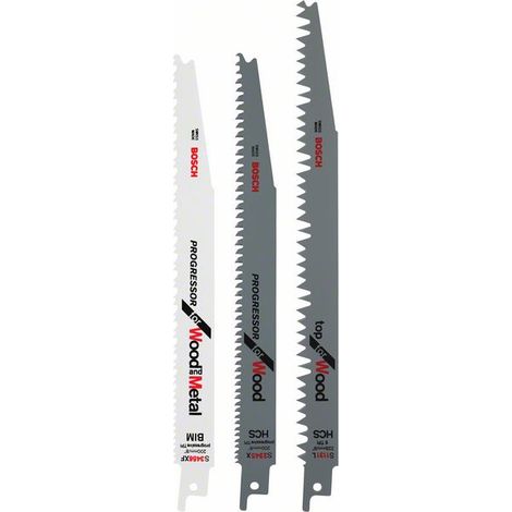 Juego hojas sierra sable bosch 3 piezas madera metal 175 mm
