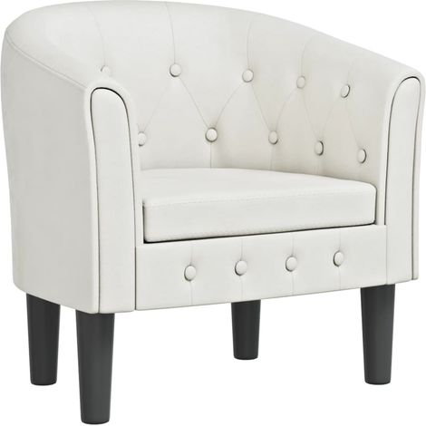 Poltrona lounge con bottoni decorativi seduta comoda design moderno in PVC bianco DEC026439