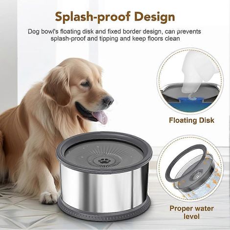 6,5-Liter-Hundewassernapf (1,6 Gallonen), extra großes Fassungsvermögen, auslaufsicher, Edelstahl (D) (1/5)