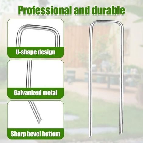 Lot de 100 piquets de jardin en acier galvanisé en forme de U, 100x40x2,2 mm, avec ancrage sol lourd, qualité professionnelle.
