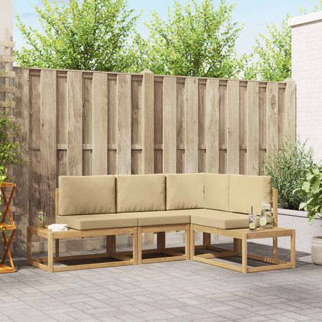 Teenpull – Outdoor-Sofagarnitur 3 Stück Weiß und Beige Polyester (1/5)
