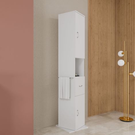 Columna Giratoria De Baño 2 Puertas, 1 Cajón Y Compartimento Abierto Easy