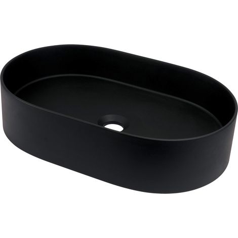 Lavabo in granito d'appoggio ovale finitura nero 35x55 cm - Delia