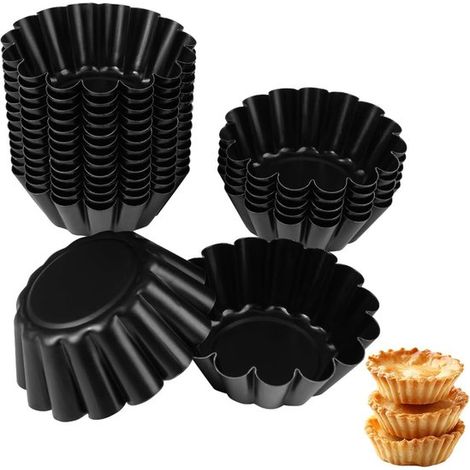 Set mit 20 Mini Kuchenformen (6,5 cm) aus schwarzem Kohlenstoffstahl mit Antihaftbeschichtung Mini Kuchenformen Muffinformen Kleine Kuchenformen (1/5)