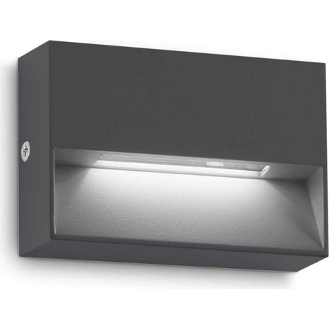 Ideal Lux DEDRA Applique Murale Extérieure LED Intégrée Rectangulaire Anthracite 160Lm 3000K IP65