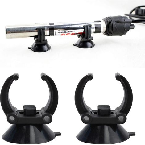 Lot de Ventouses avec Clip pour Chauffage d'Aquarium Support de Fixation Noir pour Tube de Chauffage Pompes de Bassin et Tuyaux Diamètre 24 mm