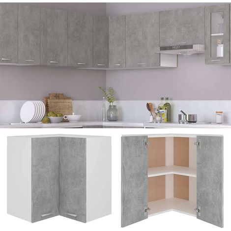 vidaXL Armario esquinero colgante "Lyon" de, gris hormigón, 57x57x60 cm, madera de ingeniería (1/2)