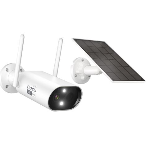 Aosu 2K Telecamera WiFi Esterno Senza Fili a Batteria, 3MP Videocamera Sorveglianza con Pannello Solare, Rilevamento AI, Sirena, Audio Bidirezionale, Impermeabile, Visione Notturna (1/5)