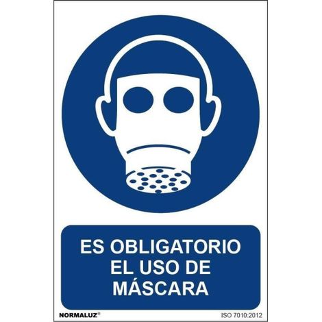 Señal Es Obligatorio El Uso de Máscara Con Tintas UV | ADHESIVOS DE VINILO - 150 x 200 mm (1/2)