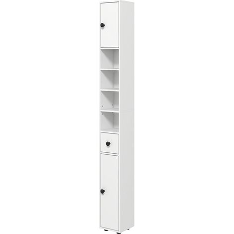 Mueble de baño, 4 estantes, cajón, aglomerado, diseño fino, blanco