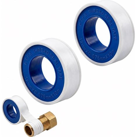 Ruban PTFE pour plombiers, étanche filetages, 12mm x 10m, blanc, lot de 2 (1/5)