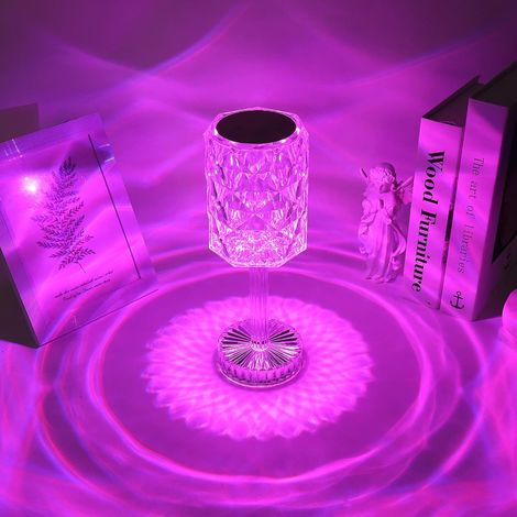 Lampe de Table en Cristal - Lampe de Table LED Diamant 16 Couleurs - Lumière d'Ambiance Rechargeable (1/5)